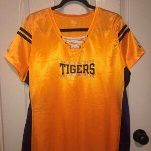 KA for Her LSU purple/gold jersey top tiger emblem both sleeves sz XL worn once